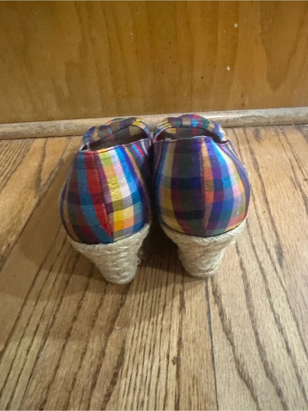 Women’s Liz Claiborne Multicolor Plaid Wedge Shoes Size 7.5
